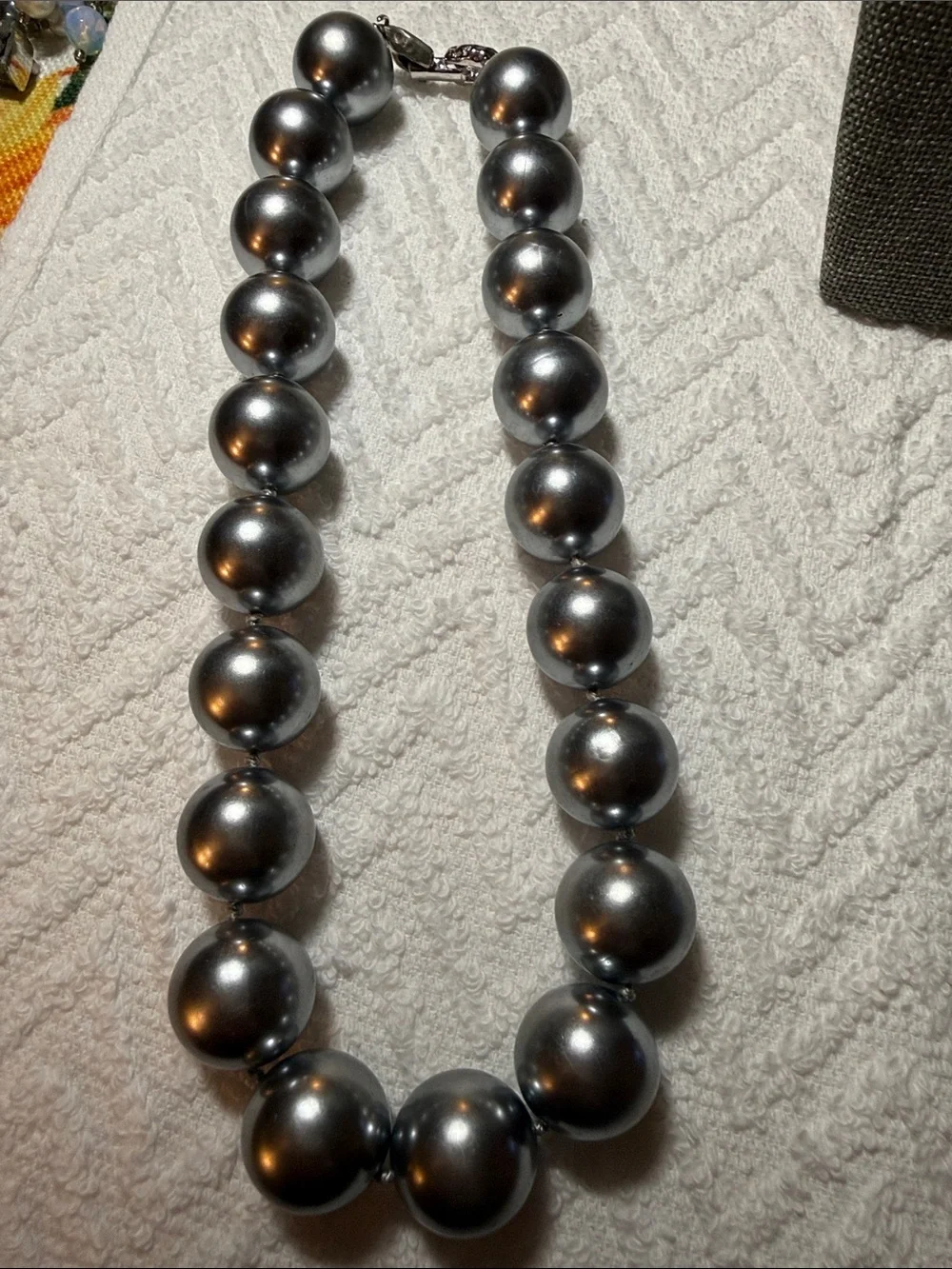 Vintage Richelieu Gray Charcol Bead Necklace - Women Jewelry